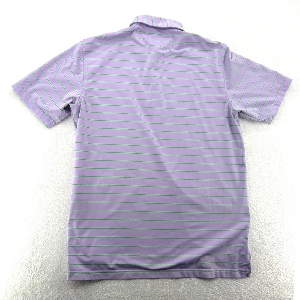 Peter Millar Golf Polo Shirt Size M Purple Green Striped Summer Comfort Short Sl